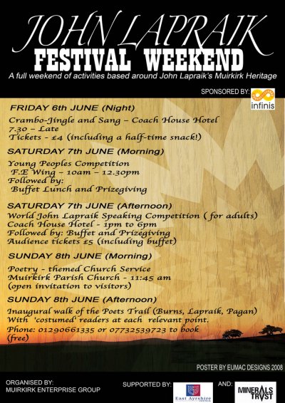 John Lapraik Festival Weekend poster